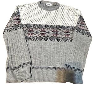 Vintage KP Collection Nordic Sweater Gray Fair Isle Men’s Large